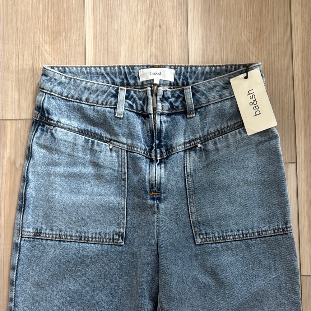Ba&sh Straight Leg Blue Denim Jeans - Picture 2 of 4